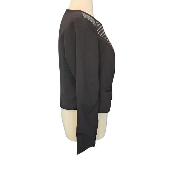 SALE Talbots Open Front Metal Embellished Studded Cropped Jacket Black SZ 1 - Picture 9 of 9